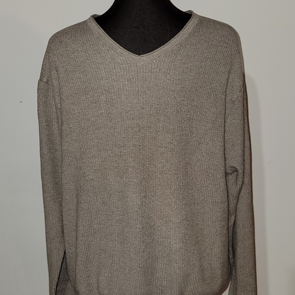Tommy Bahama Mens Brown V-Neck Cotton Pullover Swe